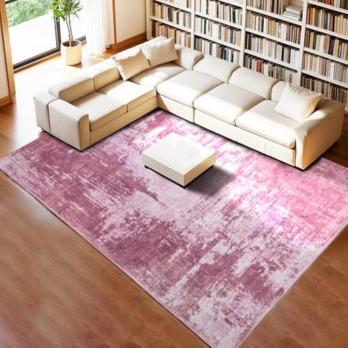 Entryway Rug 3x5 Pink Bedroom Area Rug Washable Non Slip Abstract Boho Rugs for Indoor Entry, Kitchen, Classroom, Bathroom, Kids Girls Room, Office, College Dorm Small Carpet - Image 3