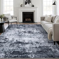 5x7 Area Rug Living Room: Modern Washable Indoor Carpet Black by FXRHLP