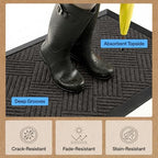 GORILLA GRIP WeatherMAX Door Mat, Indoor Outdoor Use, 60x24, Gray Diamond - Image 5