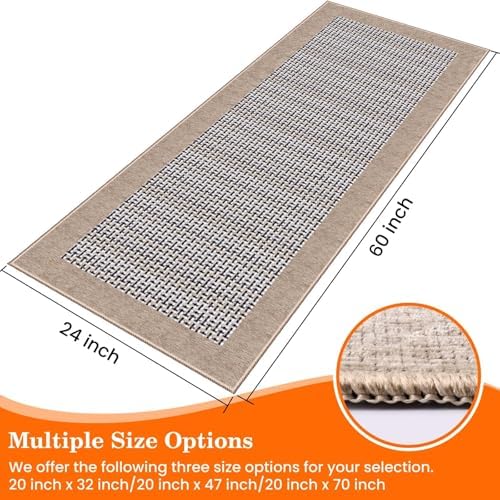 StepRite Kitchen Rugs, Kitchen Mats for Floor, 60"x24" Non-Slip Machine-Washable Kitchen Throw Rug, Absorbent Runner Rugs Office, Sink Standing Desk Mat, Decor Carpet, Khaki - Image 2
