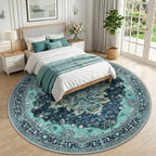 RELEANY Washable Area Rug, Round 10ft, Teal - Image 2
