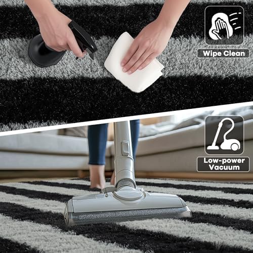 5x7 Black and Grey Fluffy Soft Area Rug Non-Slip for Living Room Bedroom - Image 5