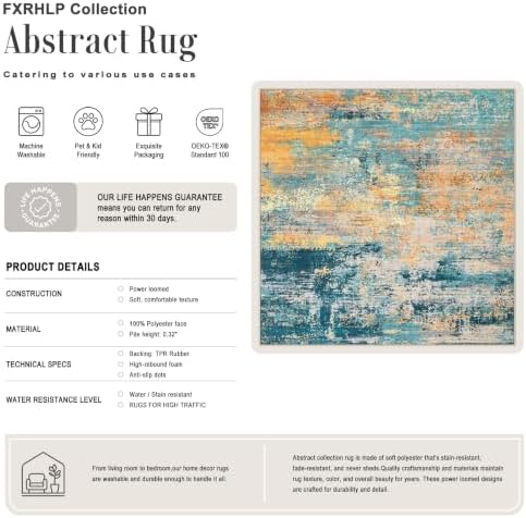 Area Rug Living Room: 6x6 Modern Washable Soft Carpet Rosy Haze - Image 2