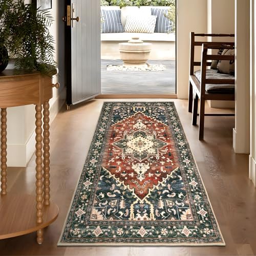 Yamaziot Washable Runner Rug, 3x6 Non-Slip Boho Vintage Hallway Kitchen Rug - Image 3