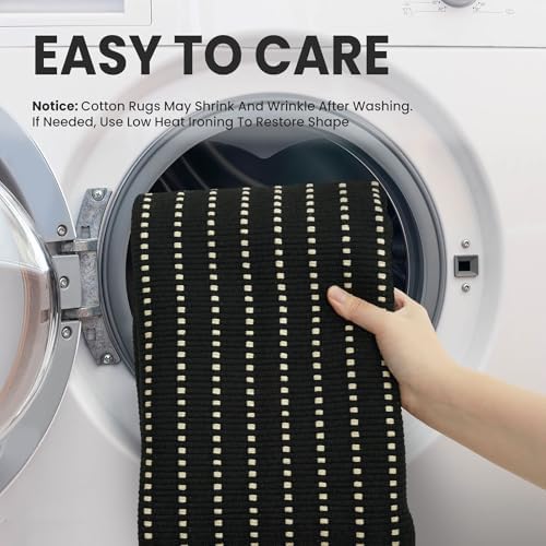 EARTHALL Washable Entryway Rug, Non Slip Area Rug, 3x5 Ft, Black/Cream - Image 3
