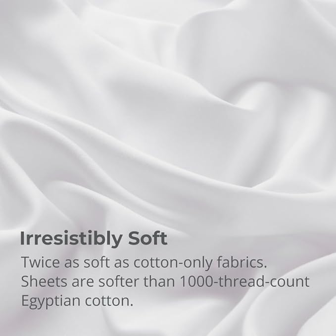 Cariloha Aloha Soft 4-Piece Sheet Set | White | Split King | Made from 100% Viscose derived from Bamboo | Introductory Sheet Line
