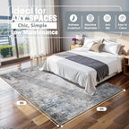 6x9 Area Rugs for Living Room Washable Bedroom Dining Room Brown Blue - Image 2