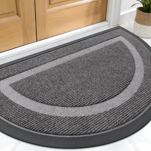 OLANLY Half Circle Front Door Mat Outside 29.5x17 All-Season Rubber Doormat by OLANLY