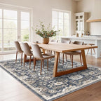 Amada 5x7 Washable Area Rug for Living Room, Blue/Brown, Vintage Pattern - Image 3