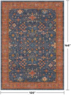 Boho Navy Blue 10x14 Area Rug for Living Room, Extra Large Dining Room Rugs for Under Table, Soft Low Pile Carpet for Bedroom - Vintage Floral Rug, Non-Slip & Stain Resistance (10x14 Navy Blue) - Image 2