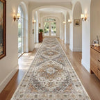 Madane Hallway Runner Rug 3x18 Washable Kitchen Runners 18ft, Turmeric/Grey - Image 3