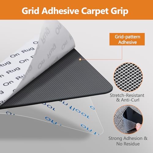 32 Pcs Rug Tape,Anti Slip Rug Pads Grippers for Hardwood Floors and Tiles,No Residue,Reusable Carpet Tape for Area Rugs, Double-Sided Adhesive Rug Stickers - Image 2