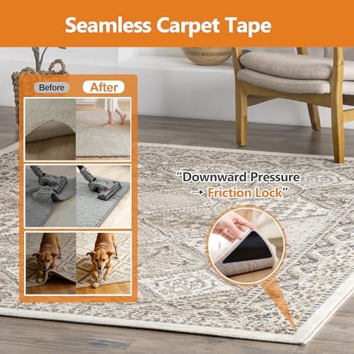 24 Pcs Rug Tape,Anti Slip Rug Pads Grippers for Hardwood Floors and Tiles,with Strong Adhesive Grid Backing -No Residue,Reusable Carpet Tape, Double-Sided Adhesive Rug Stickers - Image 4