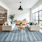 Chicrug 5x7 Blue Washable Striped Abstract Area Rug for Living Room Bedroom - Image 2