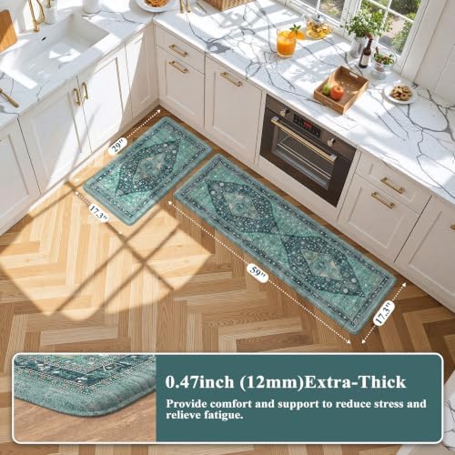 Collive Anti Fatigue Mats for Kitchen Floor, Padded Rugs 17"x59"+17"x29" - Image 2