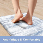KIMODE Kitchen Mats for Floor,Abstract Kitchen Rugs Sets of 2 Blue Carpets - Image 2