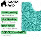 GORILLA GRIP Chenille Bath Rug Mat for Oval Toilet Base, 24x19 Turquoise - Image 3