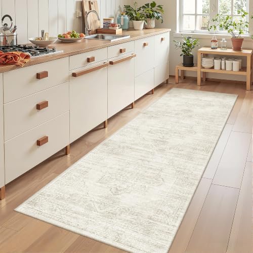 2'6 x 8' Runner Rug Non Slip,Washable Kitchen Rugs,Beige by Restydon