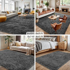 2x6 Fluffy Shag Area Rugs for Living Room Bedroom: Soft Plush Carpet Grey - Image 6