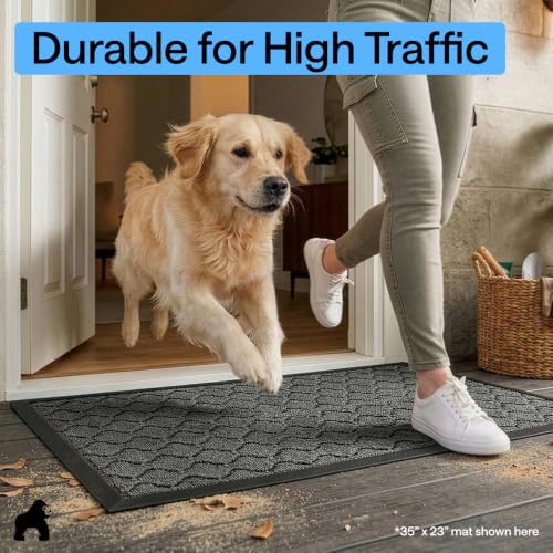 GORILLA GRIP WeatherMAX Door Mat, Indoor Outdoor, 47x35, Gray Quatrefoil - Image 6