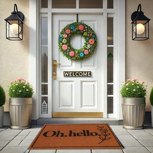 Outdoor Rug Door Mat, Welcome Mat, Non-Slip Entrance Mat, Stylish Front Door Mat, Entryway Rug, 19"x31" (2. Hello) - Image 2