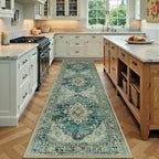 RELEANY Washable Area Rug, Runner 2'x7', Blue/Vintage Dark Blue by RELEANY