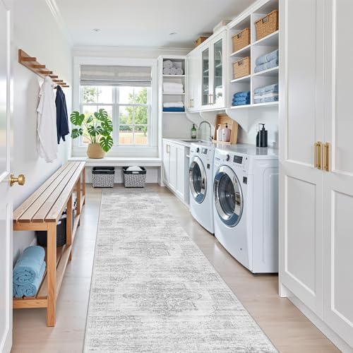 2x10 Runner Rug Non Slip,Washable Hallway Runner Rug,Grey by Restydon