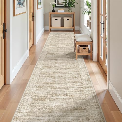 2x12 Runner Rug Non Slip,Washable Hallway Runner Rug,Brown - Image 3