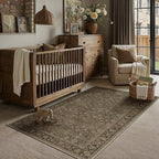 HUGEAR 3x5 Brown Linen Look Washable Area Rug for Entryway - Image 3