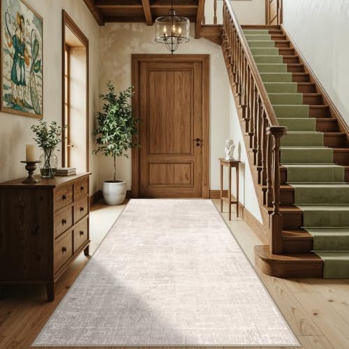 Washable 4x8 Hallway Area Rug: Abstract 8ft Water Resistant Soft Entry Kitchen Runner Rug Non-Slip Low Pile Carpet for Living Room Bedroom Thin Floor Mat for Bathroom Dining Room(4x8，Beige/Cream) - Image 6