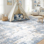 RELEANY Washable 6'x9' Abstract Area Rug for Living Room Light Blue - Image 4