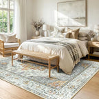 RELEANY Washable Area Rug, 8'x10', Beige/Carbon Grey/Orange - Image 2