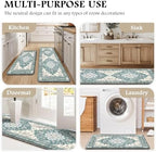 Boho Kitchen Mats for Floor 2PC Anti Fatigue Kitchen Rugs, Blue Green - Image 6