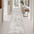 2.6x14 Washable Runner Rug:Modern Abstract Indoor Soft Carpet Gray by FXRHLP