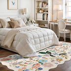 Washable 4x8 Wide Runner Rug: Hallway Entryway Non Slip Scalloped Floral Rug Farmhouse Soft Stain Resistant Carpet for Kitchen Bathroom Bedroom Low Pile Pet Friendly Floor Mat (4x8,Cream) - Image 3