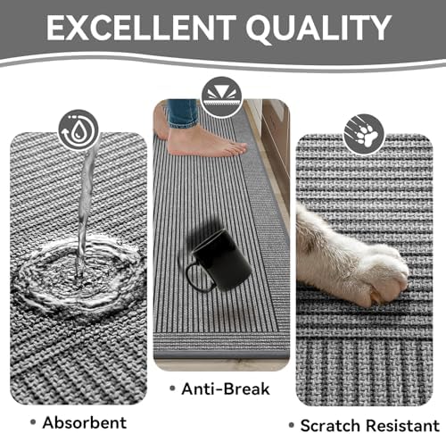 Kitchen Mats for Floor, Non Slip Kitchen Rugs, 17x30 Grey - Image 5