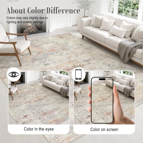10x12 Area Rug Living Room: Modern Washable Indoor Soft Carpet Taupe - Image 5