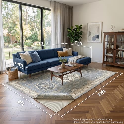 Veken 8x11 Ft Rug Pad Gripper for Hardwood Floors, Non Slip Rug Pads for Area Rugs, Thick Rug Grippers for Tile Floors, Under Carpet Anti Skid Mat, with More Than 99 Pieces Anti-Slip Square Pattern - Image 6