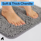 GORILLA GRIP Bath Rug Mat for Bathroom, Absorbent Chenille, 44x26 Gray - Image 4