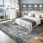 9x12 Area Rugs for Living Room Washable Bedroom Dining Room Black Grey - Image 2