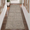 Washable 2x6 ft Textured Printing Runner Rug Brown Black Low‑Pile by winolive
