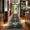 RELEANY Washable Area Rug, Runner 3'x20', Black/Neutral by RELEANY