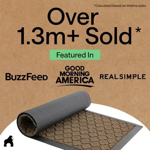 GORILLA GRIP WeatherMAX Door Mat, Indoor Outdoor, 58x34, Beige Quatrefoil - Image 4