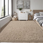 PLHXFR 5x7 Area Rugs Living Room: Fluffy Bedroom Rug Shag Carpet Camel - Image 2