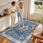 SameBed 5x7 Area Rug Living Room, Vintage Washable Carpet Blue - Image 4