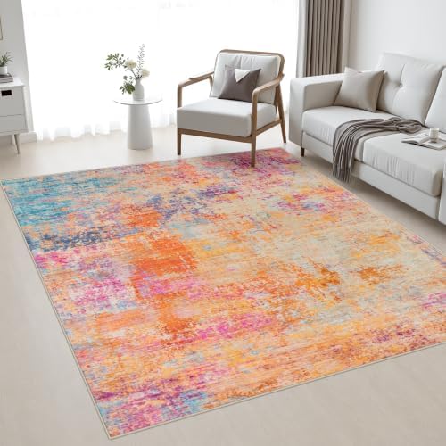 Area Rug Living Room: 5x5 Modern Washable Soft Carpet Galaxy Haze by FXRHLP