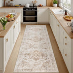 2'6''x10' Hallway Washable Runner Rug: Kitchen Carpet Beige/Ivory by Luxturiy