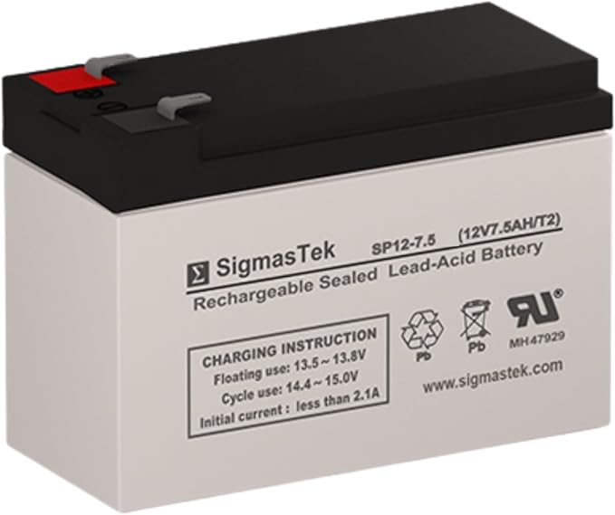 SigmasTek PCM Powercom Black Knight Pro BNT-800AP Compatible UPS Battery, 12V 7.5Ah F2