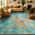 RELEANY Washable 10'x14' Abstract Area Rug for Living Room Teal Multi by RELEANY