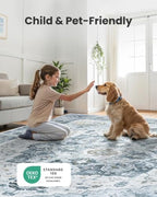 Amada Large 8x10 Washable Area Rug for Living Room, Ivory/Blue, Vintage - Image 4